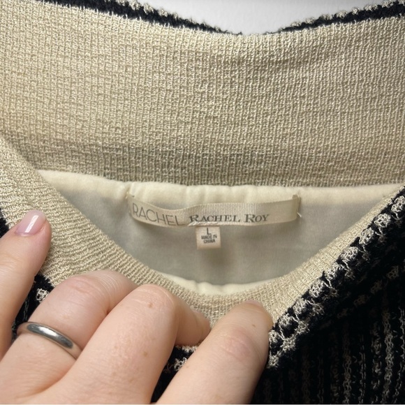 Rachel by Rachel Roy Women’s Black & Beige Ribbed Knit Midi pencil Skirt Size M - Picture 4 of 8